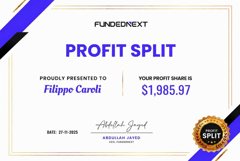 Payout from FundedNext — $1,985