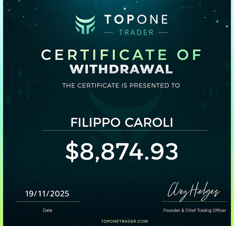 Payout from TopOne Trader — $8,874